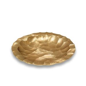 Bol de service en métal plaqué or avec design martelé Forme ronde Fruits et salade Plat de service pour centre de table de mariage Bol profond - Product Image 1