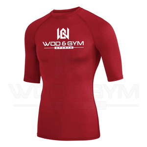เสื้อกีฬาผ้าโพลีเอสเตอร์สำหรับผู้ชายเสื้อออกกำลังกายสีพื้นพื้น100% แห้งเร็ว - Product Image 5