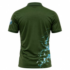 Camisa Polo de Pesca para Hombre, Color Verde Oliva, con Estampado Sublimado de Peces, Cuello con Botones - Product Image 3