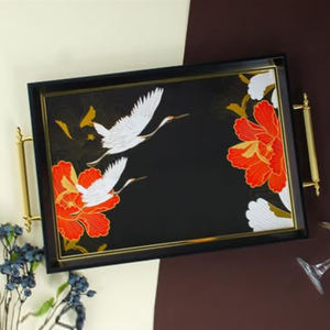 Bandeja Decorativa Rectangular de Diseño Elegante y Alta Calidad, Fabricada en Madera con Acabado Negro y Diseño Impreso Completo - Product Image 1