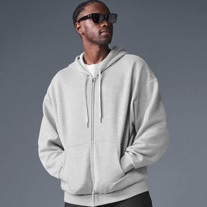 Top Selling Custom Logo Oversized Athletic <b>Grey</b> Full Zip Up Unisex Hoodie Heavyweigth French Terry Cotton Blended <b>Men's</b> Hoodie - Product Image 1
