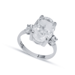 แหวนแต่งงานทรงวงรีประดับพลอย CZ สีขาว ดีไซน์คลาสสิก เครื่องประดับชั้นดี งานฝีมือ ขายส่ง เงินแท้ 925 - Product Image 3