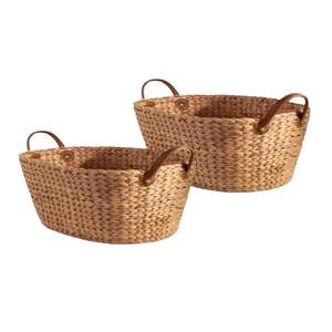 Contenedores de almacenamiento domésticos sostenibles Cestas de jacinto de agua natural multifuncionales Asas flexibles para residuos de ropa - Product Image 1