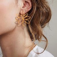 Boucles d'oreilles pendantes H2 Jewelry D0005 en acier inoxydable plaqué or, design géométrique, luxe discret, cadeau