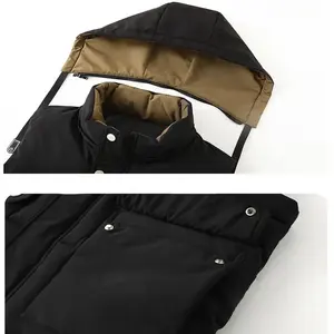 Otoño Invierno hombres espesar chaleco sin mangas chalecos Chaquetas abrigo cálido hombre cremallera abrigos con capucha - Product Image 5