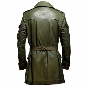 Abrigo de cuero genuino de alta gama, gabardina de piel de oveja auténtica con bolsillo para mujer, largo. - Product Image 2