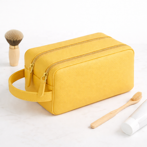 Customize Letters Leather Travel Wash <b>Bag</b> with Zipper Closure Soft Handle Multi-Function <b>Large</b> Capacity <b>Makeup</b> Storage <b>Bag</b> - Product Image 1