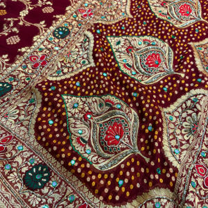 Nouvelle collection de sarees en soie Gaji originale Bandhani avec travail à la main Gota Pati, dernière nouveauté - Product Image 6