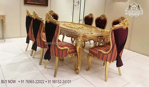 Ensemble table à manger 6 places en bois massif européen brun polonais sculpté à la main meubles de salle à manger Table à manger américaine sculptée à la main - Product Image 4