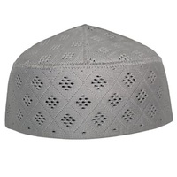 Moda al por mayor para hombre bordado musulmán oración gorra sombrero Ramadán Eid regalo gorra musulmán blanco en blanco Arabia Saudita sombreros para orar