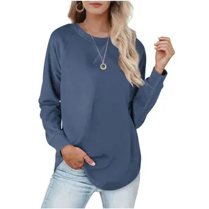 Kaus Wanita Crew Neck Sweatshirt Pullover leher bulat wanita Logo kualitas tinggi kustom musim gugur desain baru