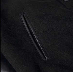 แจ็กเก็ตหนังพียูกันลมสำหรับผู้ชาย, แจ็คเก็ตแขนเสื้อแจ็คเก็ตกระดุมปิดเสื้อโค้ทหนังบุด้านในที่หน้าอกผ้าขนสัตว์ของผู้ชาย - Product Image 5