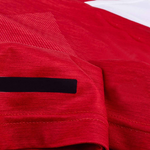 Maillot de football pour homme, rouge et blanc, à manches courtes, col rond, respirant, 100% polyester, anti-UV, maille, coupe régulière, hiver - Product Image 4