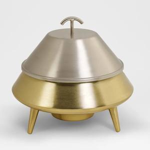 Casserole de luxe en acier inoxydable avec couvercle, forme UFO, isolée, à pied, intérieur en acier inoxydable, extérieur poli, pour servir sur table - Product Image 2