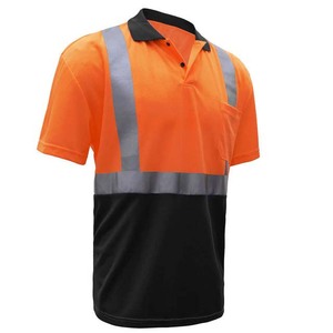 Two Color 100% Polyester Knitted Solid Construction Short Sleeve Reflective Workwear for <b>Polo</b> Shirts - Product Image 2