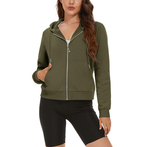 Usine directe de haute qualité unisexe plein coton recadrée fermeture éclair femmes sweats à capuche hiver meilleure vente personnalisé brodé motif 3D - Product Image 3