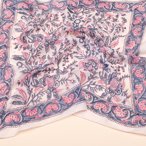 Pañuelos de algodón con estampado de bloques florales, bufanda de cuello de verano ligera o accesorio para el cabello, accesorio de envoltura ecológico para Unisex - Product Image 2