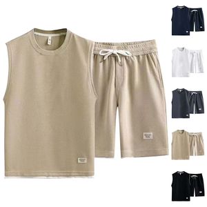 Ensemble de t-shirts sans manches surdimensionnés pour hommes, respirants, 100% coton, streetwear d'été de haute qualité - Product Image 1