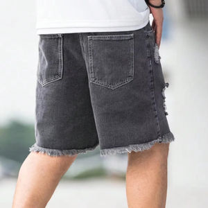 Shorts Vaqueros Casuales para Hombre, Cintura Media, Desgastados, con Dobladillo Deshilachado, Pierna Recta, 100% Algodón, Ecológicos, Suministro OEM, Bordado 3D - Product Image 4