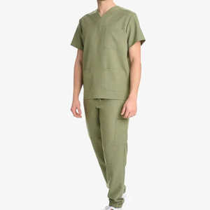 Costume de médecin à demi-manches respirant de haute qualité pour hommes Tissu tricoté Prix de gros Costumes de gommage d'allaitement pour hommes - Product Image 1