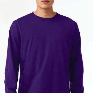 Team <b>Purple</b> Classic Crew Neck Unisex Long Sleeve <b>T</b>-<b>Shirt</b>: 100% Airlume Combed and Ring Spun Cotton, 32 Singles, 4.2 oz - Product Image 6