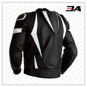 Veste de course moto personnalisée pour homme en cuir de vachette véritable avec protection CE niveau 2 et protection dorsale - Product Image 2