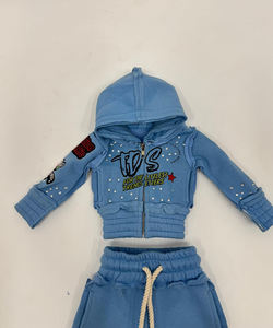Chándal de Invierno para Niños al por Mayor, Personalizado, Holgado, con Bordado, Teñido, Estampado, con Capucha, Estilo Urbano, Forrado de Felpa de Algodón, de Secado Rápido - Product Image 3