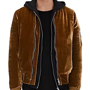 Blousons bombardiers en velours avec logo, vestes en velours de tailles personnalisées, blousons bombardiers en velours brodés 3d - Product Image 1