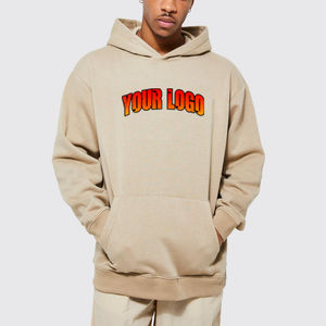 OEM impresión personalizada sudaderas con capucha de los hombres Beige de gran tamaño de algodón de peso pesado jersey en blanco ropa de calle Drop Shoulder Sudadera con capucha de los hombres - Product Image 4