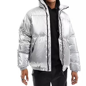 Chaqueta acolchada metálica High Street para hombre, cremallera clásica de alta calidad, logotipo personalizado, ropa de invierno de gran tamaño para la temporada de primavera - Product Image 1