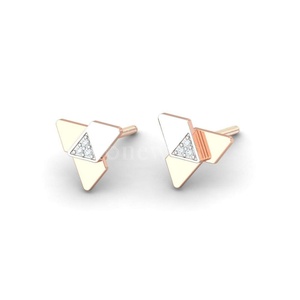 Boucles d'oreilles diamant losange futuriste en or de luxe Bijoux géométriques modernes Inde Moissanite Diamants naturels de laboratoire exclusifs - Product Image 2