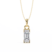 IGI-zertifizierter 14 Karat Gelbgold Anhänger Smaragds chliff Labor gewachsen Diamant Lünette Zinken Einstellung Akzent Diamanten Klassische Verlobung feier