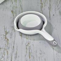 Seau pliable en plastique AFOSSA CM-250 avec poignée, 1,1 litre, gris et blanc, écologique, résistant à l'eau bouillante, multi-usages, pour l'extérieur