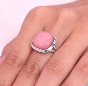 Anillo de ajuste de bisel de ágata azul menos cojín de 8mm al por mayor, joyería chapada en rodio para boda o cumpleaños, regalo del Día de la madre - Product Image 3