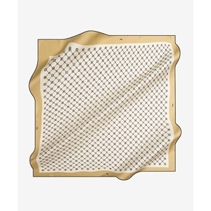 Beige Viscose <b>Square</b> Geometric Pattern Summer <b>Scarf</b> - Product Image 1