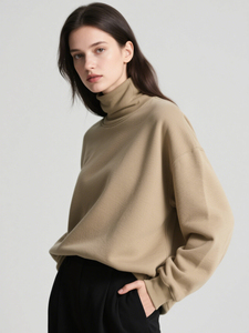 Sudadera de manga larga con media cremallera para mujer de algodón personalizado de alta calidad, sudaderas con capucha de lana informales de invierno con bordado - Product Image 4