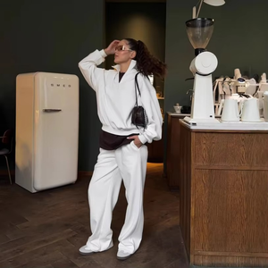 Ensemble de sport mode hiver 2025 pour femme – Sweat-shirt à manches longues avec col à revers et fermeture éclair, pantalon taille élastique – Ensemble 2 pièces coupe-vent pour activités sportives - Product Image 6