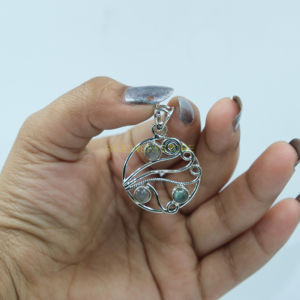 Pendentif en argent sterling 925 fait à la main avec pierre précieuse labradorite naturelle, enveloppé de fil, bijoux pour cadeau de Noël, cadeau d'anniversaire - Product Image 3