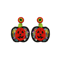 Boucles d'oreilles personnalisées brodées en forme de citrouille pour Halloween – Meilleur design tendance avec perles de rocaille