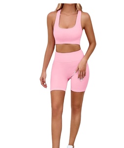 Yoga Set Shorts Breathable Seamless Four-Way Stretch High Waist 2-Piece Activewear Comfortable Flexible Lightweight Perfect Gym - Product Image 5