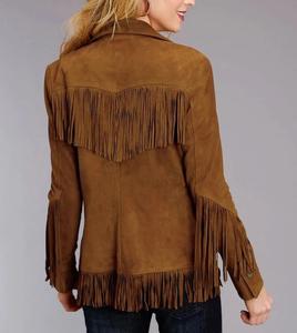 Fabricantes de telas saludables personalizadas de alta calidad de cuero genuino Unisex borla motocicleta piel de vaca invierno corto a prueba de viento - Product Image 4