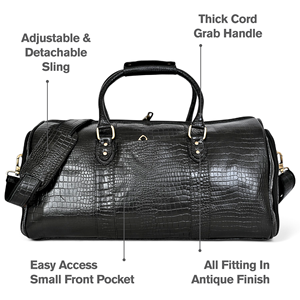 Bolsa de lona de fin de semana con acabado vintage de alta calidad, cuero genuino suave con cremallera duradera para todos los viajes - Product Image 5