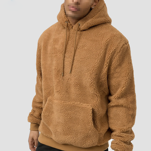 OEM Haute Qualité Logo Brodé Personnalisé Hiver Sweat à Capuche en Polaire Sherpa pour Hommes Surdimensionné Pull 100% Coton Teint Uni - Product Image 4