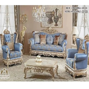 Conjunto de muebles de sala de estar elegantes de diseño ruso, conjunto de sofá de 5 plazas para sala de estar de aspecto francés, conjunto de sofá tallado a mano de estilo victoriano - Product Image 1