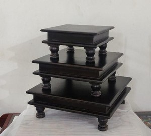Table basse en bois peinte à la main, style indien, pour la maison, les anniversaires, les mariages et la décoration de Pâques, cadeau artisanal - Product Image 6