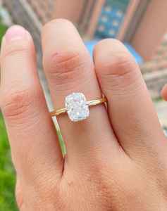 Bague de fiançailles de luxe en or blanc massif 10 carats, taille coussin, cultivée en laboratoire, bijoux hip-hop, clarté VVS, unisexe, certifiée IGI - Product Image 3