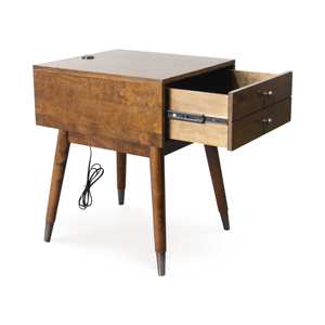 Muebles DE INTERIOR DE LUJO Michel, mesita de noche práctica con carga USB con belleza antigua y diseño conveniente - Product Image 3