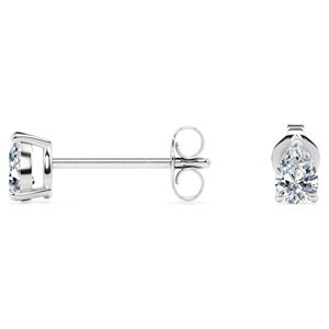 Pear Cut Moissanite Minimalist Solitaire <b>Stud</b> <b>Earrings</b> In 18K White Gold Plating Over <b>Silver</b> - Product Image 2