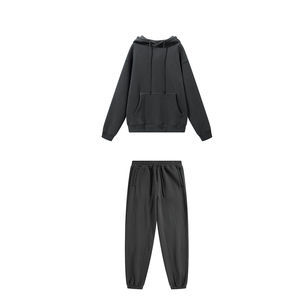 2025 350กรัมเซ็ตเสื้อกีฬาของผู้ชายโอเวอร์ไซส์ผ้าฟลีซหนาบุขนแกะมีฮู้ดทรงหลวมลำลอง - Product Image 1