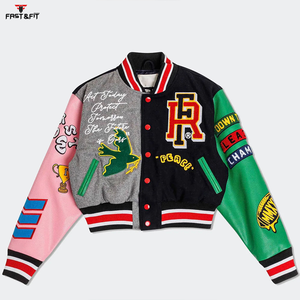 High Quality Varsity <b>Jacket</b> Men Chenille Embroidery Leather <b>Sleeves</b> Custom Baseball Letterman Varsity <b>Jacket</b> - Product Image 5